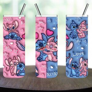 Stainless Steel Stitch & Angel 20oz Skinny Tumbler